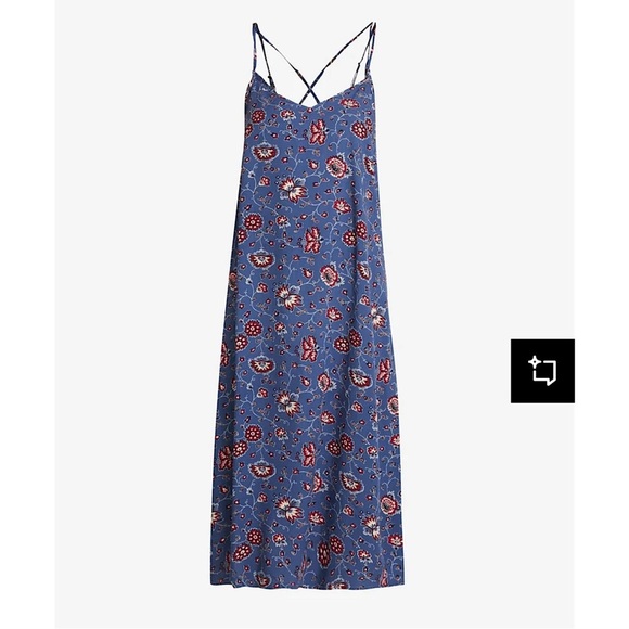 Gap Day Midi Dress Women's Size M Blue/Red Floral – Rayon, Sleeveless, V-Neck - Picture 12 of 12